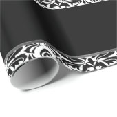Zwart-wit gestripte Damask Cadeaupapier (Rol Hoek)