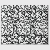 Zwart-wit ghost-patroon cadeaupapier (Vlak)