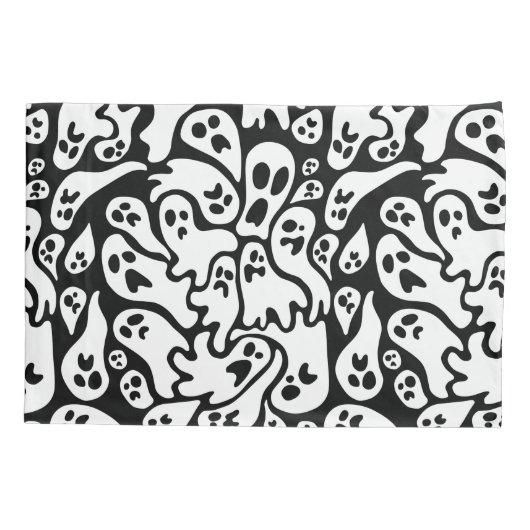 Zwart-wit ghost-patroon kussensloop (Achterkant)