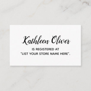 Zwart-wit Gift Registry Kaart in Modern Script