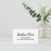Zwart-wit Gift Registry Kaart in Modern Script (Staand voorkant)