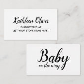 Zwart-wit Gift Registry Kaart in Modern Script (Voorkant / Achterkant)