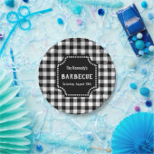Zwart-wit Gingham BBQ Papieren Bordje (Feest)