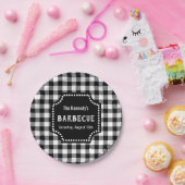 Zwart-wit Gingham BBQ Papieren Bordje (Feest)