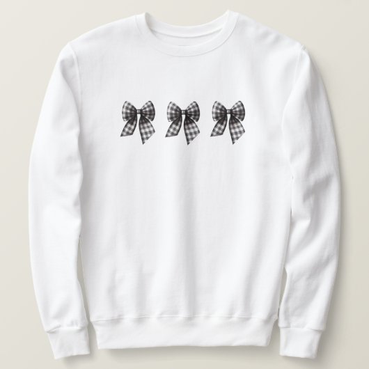 Zwart-wit Gingham gecontroleerd Bogen Trui (Design voorkant)