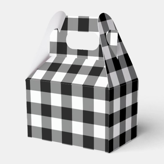 Zwart-wit Gingham Patroon Gable Favor Box Bedankdoosjes (Achterkant)