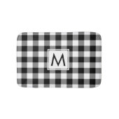 Zwart-wit Gingham Patroon met Monogram Badmat (Voorkant)