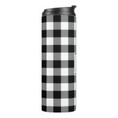 Zwart-wit Gingham Patroon met Monogram Thermosbeker (Gedraaid links)