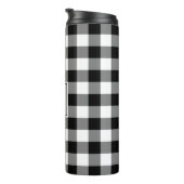 Zwart-wit Gingham Patroon met Monogram Thermosbeker (Geroteerd rechts)