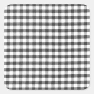 Zwart-wit gingham-patroon vierkante sticker