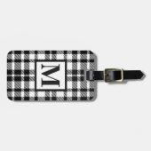 Zwart-wit Gingham Pattern Bagagelabel (Voorkant horizontaal)