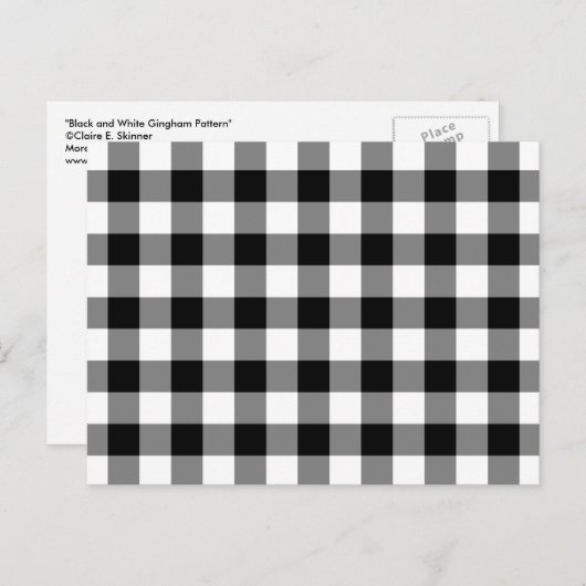 Zwart-wit Gingham Pattern Briefkaart (Voorkant / Achterkant)