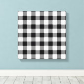 Zwart-wit Gingham Pattern Canvas Afdruk (Insitu (Houten vloer))