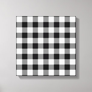Zwart-wit Gingham Pattern Canvas Afdruk