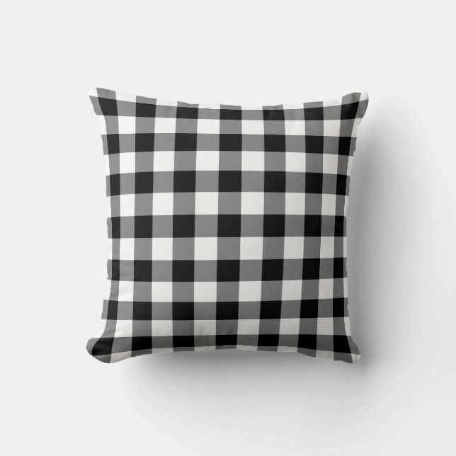 Zwart-wit Gingham Pattern Kussen (Voorkant)