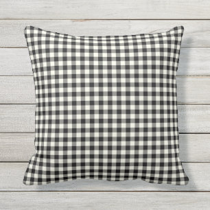 Zwart-wit Gingham Pattern Kussens in de openlucht