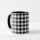 Zwart-wit Gingham Pattern Mok (Voorkant links)