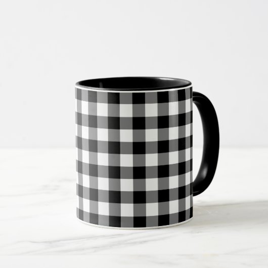 Zwart-wit Gingham Pattern Mok (Voorkant rechts)