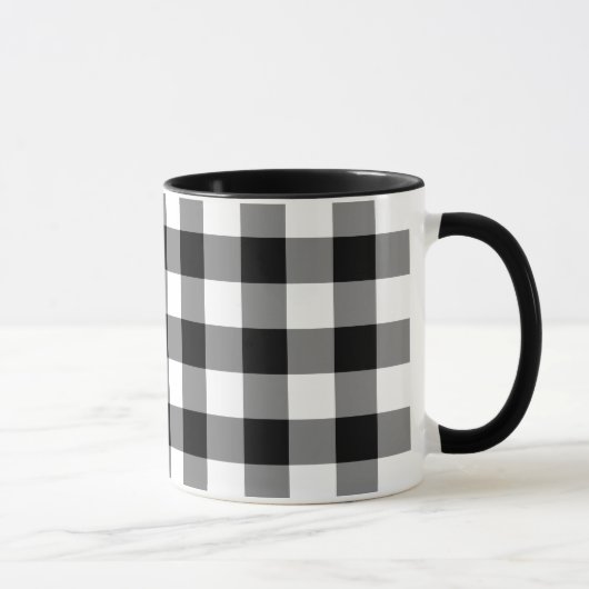 Zwart-wit Gingham Pattern Mok (Rechts)