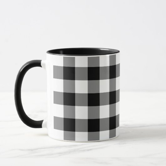 Zwart-wit Gingham Pattern Mok (Links)