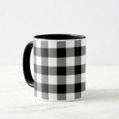 Zwart-wit Gingham Pattern Mok (Voorkant links)