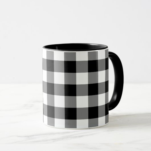 Zwart-wit Gingham Pattern Mok (Voorkant rechts)