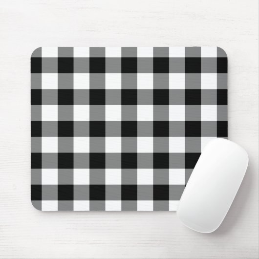 Zwart-wit Gingham Pattern Muismat (Met muis)