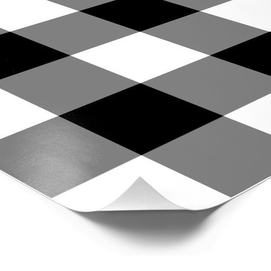 Zwart-wit Gingham Pattern Perfect Poster (Hoek)