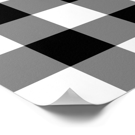 Zwart-wit Gingham Pattern Poster (Hoek)