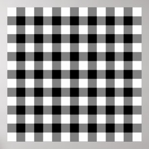 Zwart-wit Gingham Pattern Poster