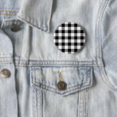 Zwart-wit Gingham Pattern Ronde Button 5,7 Cm (In situ)