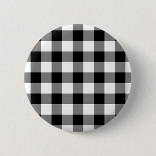 Zwart-wit Gingham Pattern Ronde Button 5,7 Cm