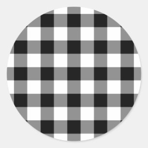 Zwart-wit Gingham Pattern Ronde Sticker