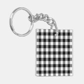 Zwart-wit Gingham Pattern Sleutelhanger (Voorkant Links)
