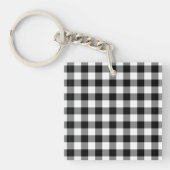 Zwart-wit Gingham Pattern Sleutelhanger (Voorkant)