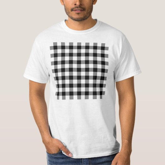 Zwart-wit Gingham Pattern T-shirt (Voorkant)