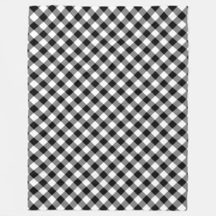 Zwart-wit Gingham Plaid Fleece Deken