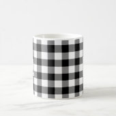 Zwart Wit Gingham Plaid Patroon met Monogram Koffiemok (Center)