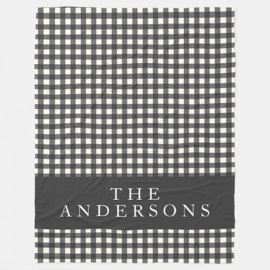  zwart-wit Gingham Pset op persoonlijke titel Fleece Deken (Voorkant)