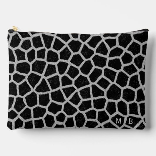 Zwart-wit giraffeprint met monogram etui (Voorkant)