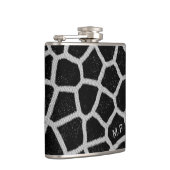 Zwart-wit giraffeprint monogram heupfles (Rechts)