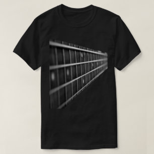 Zwart-wit gitaar toetsbord kunst t-shirt