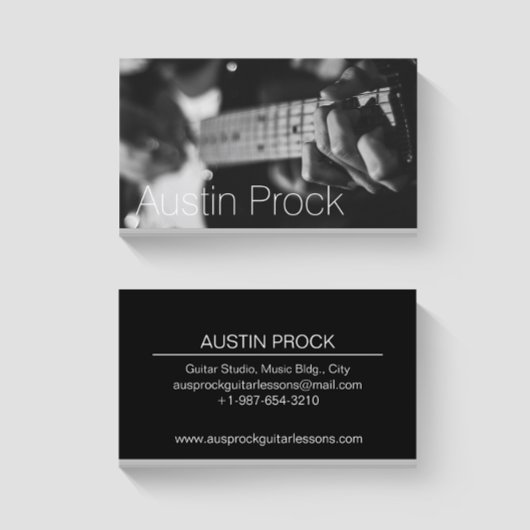 Zwart-wit gitaar Visitekaartje