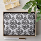 Zwart Wit Glam Damask Monogram Letter Initiaal Tissuepapier (Geschenk)