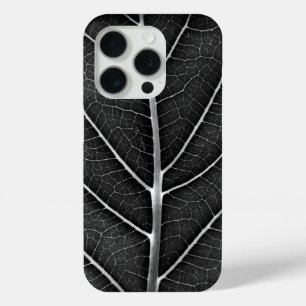 Zwart-Wit Glanzend Blad Close-Up iPhone 15 Pro Case