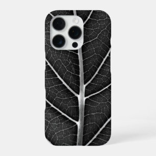 Zwart-Wit Glanzend Blad Close-Up iPhone 16 Pro Hoesje