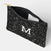 Zwart-wit glanzend glitter vonken Monogram Etui (Open)