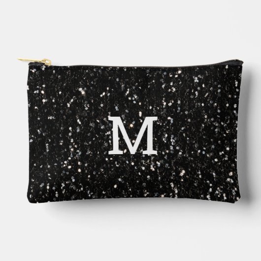 Zwart-wit glanzend glitter vonken Monogram Etui (Voorkant)