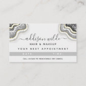 Zwart-wit glitter Agate Geode Luxe Afsprakenkaartje (Voorkant)