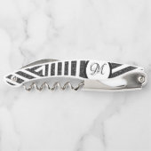 Zwart wit glitter Geometric Striped Kurkentrekker (Achterkant)